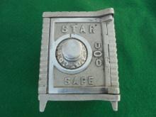 OLD CAST IRON "STAR SAFE" COIN BANK WITH COMBINATION INCLUDED