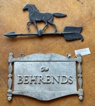 HORSE ARROW & BEHRENDS -- CAST ALUMINUM SIGNS