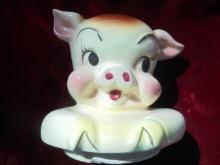 OLD AMERICAN BISQUE "PIG IN A POKE" COOKIE JAR LID ONLY