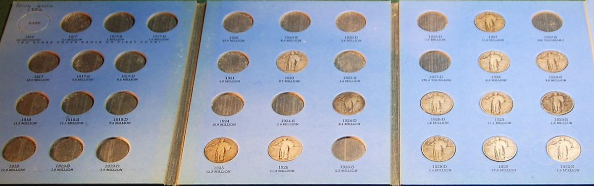 13 Standing Liberty Quarters Whitman Coin Album 1916-30