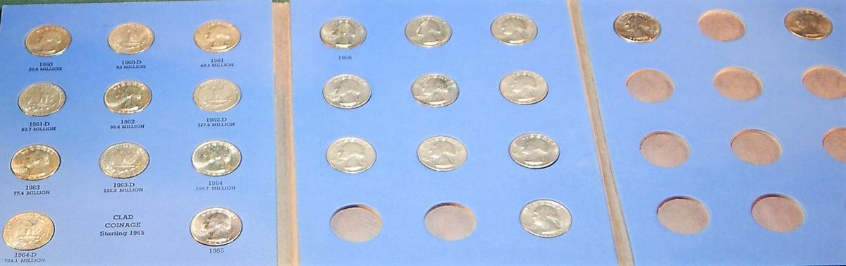 Washington Quarters (1) Whitman Coin Album 1960-1977 complete to 1972 w/ 3 add. quarters (23 total)