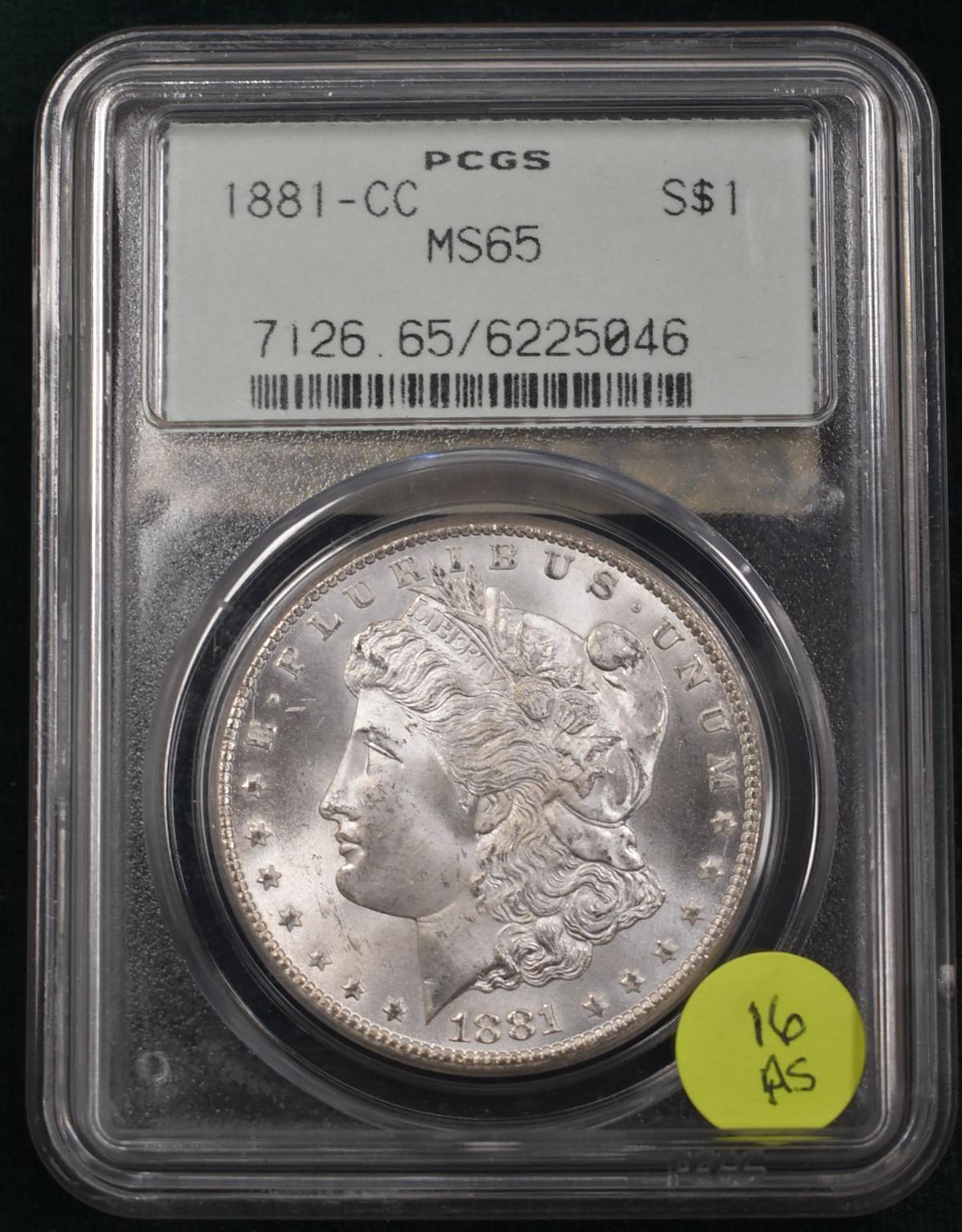 1881-CC Morgan Silver Dollar Graded PCGS MS-65