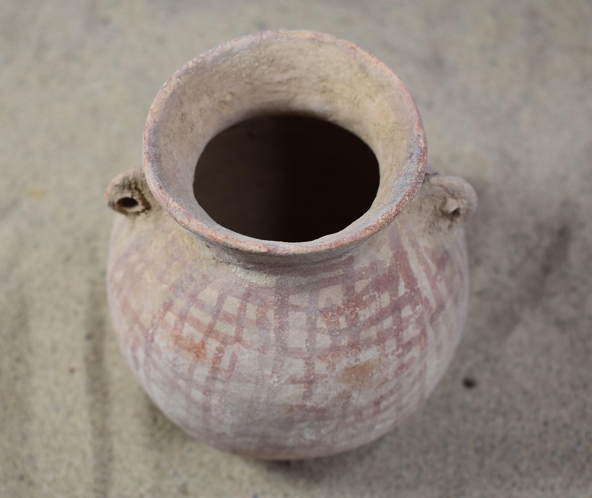 Early Bronze I Age Cross Hatched, High-Mouthed Jars with Pierced Lug Handles