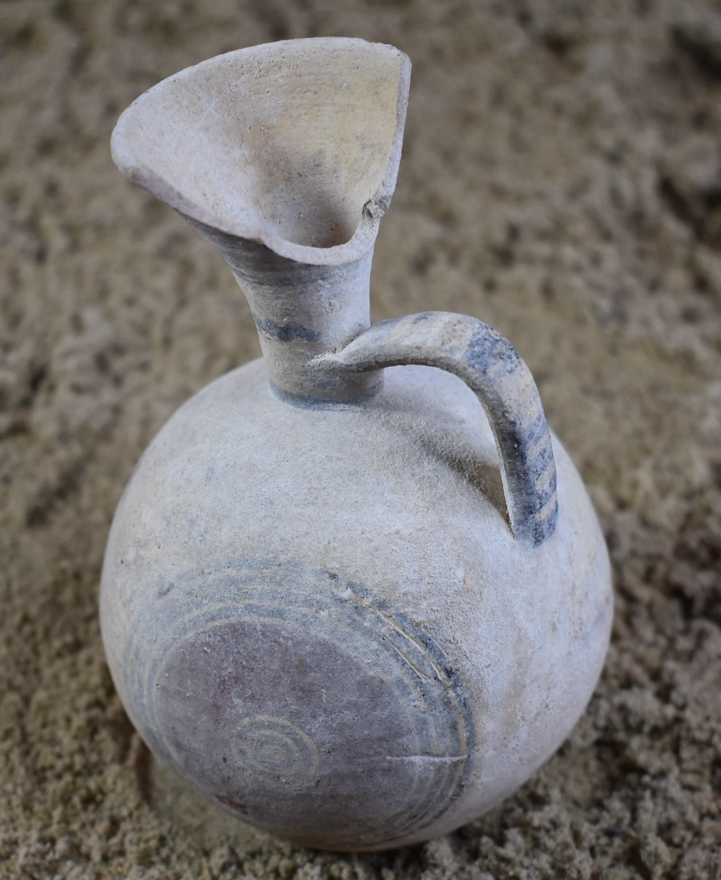 Iron Age/Cypriot Juglet w/ Red & Black Bullseye Design