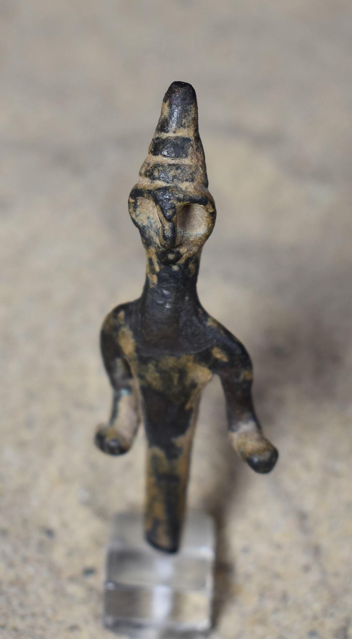 Phoenician Bronze Male (god) Figure w/ High Conical Hat