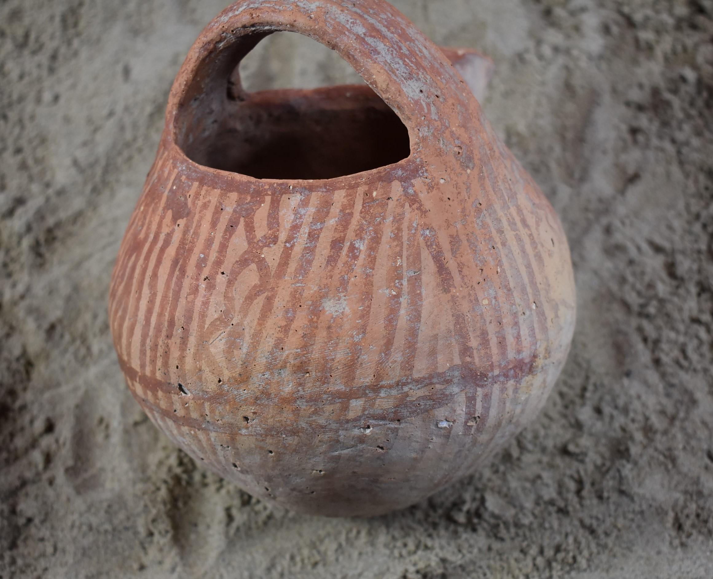 Early Bronze I Age Painted Luggage Handle Teapot