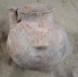 Early Bronze I Age Painted High Spout Teapot with Ledge-Ear Handles
