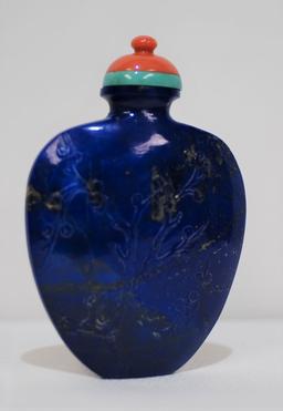 Deep Blue Lapis Lazuli Snuff Bottle Circa 1950-1975