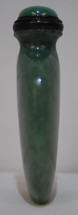 Jadeite Snuff Bottle Green & White Circa 1820-1880