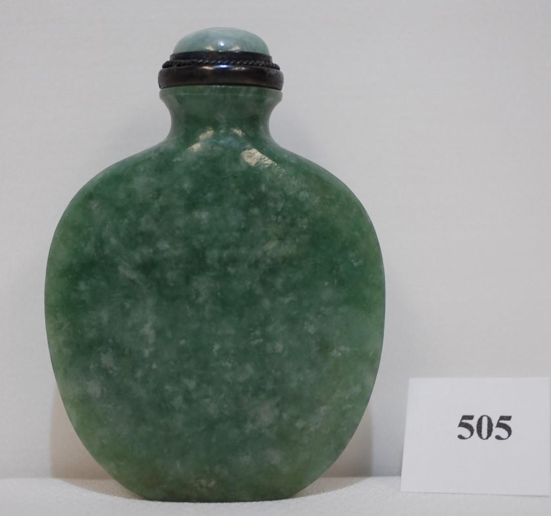 Jadeite Snuff Bottle Green & White Circa 1820-1880
