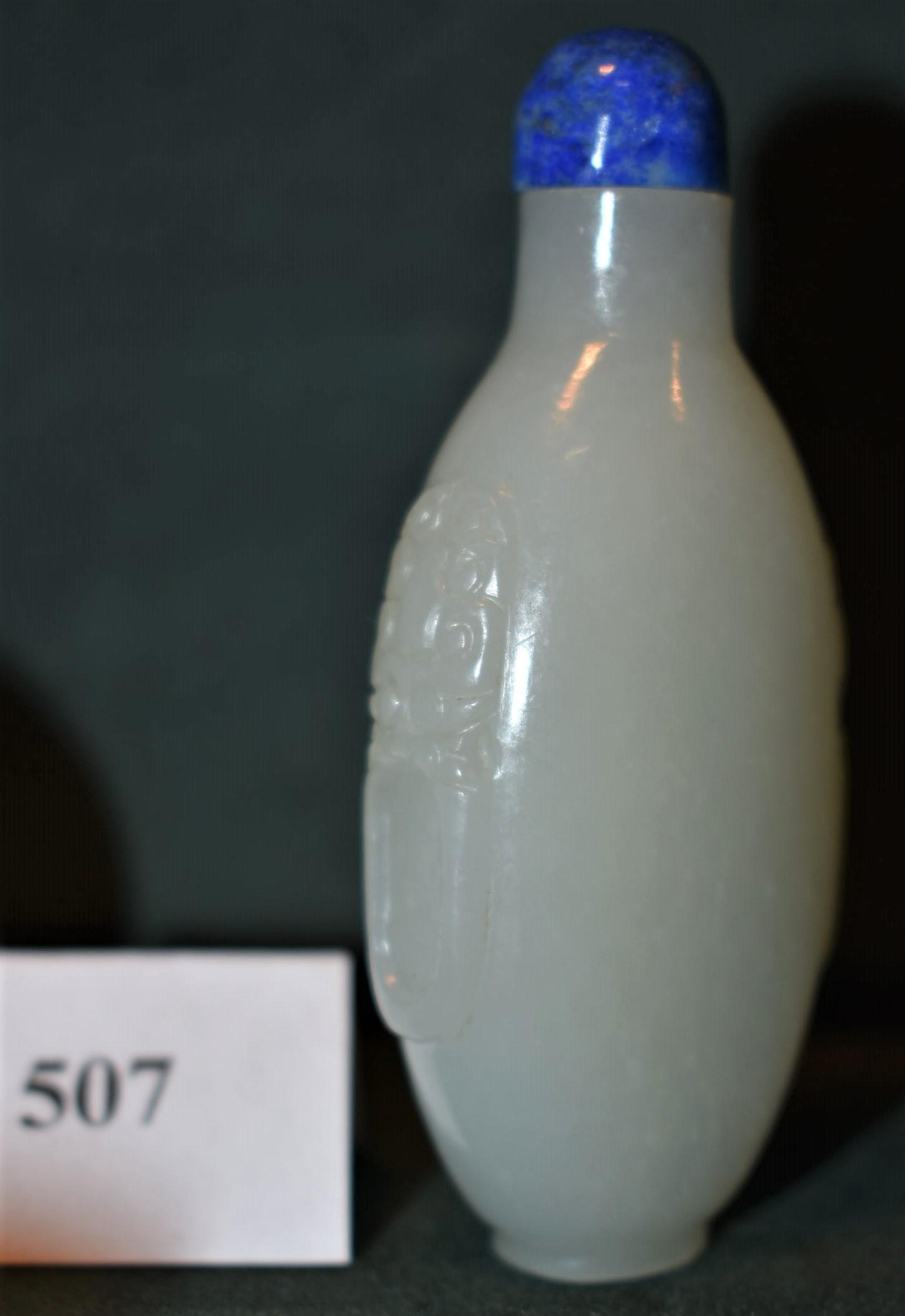 Jadeite Snuff Bottle Circa 1840-1880 in Grey-White Color