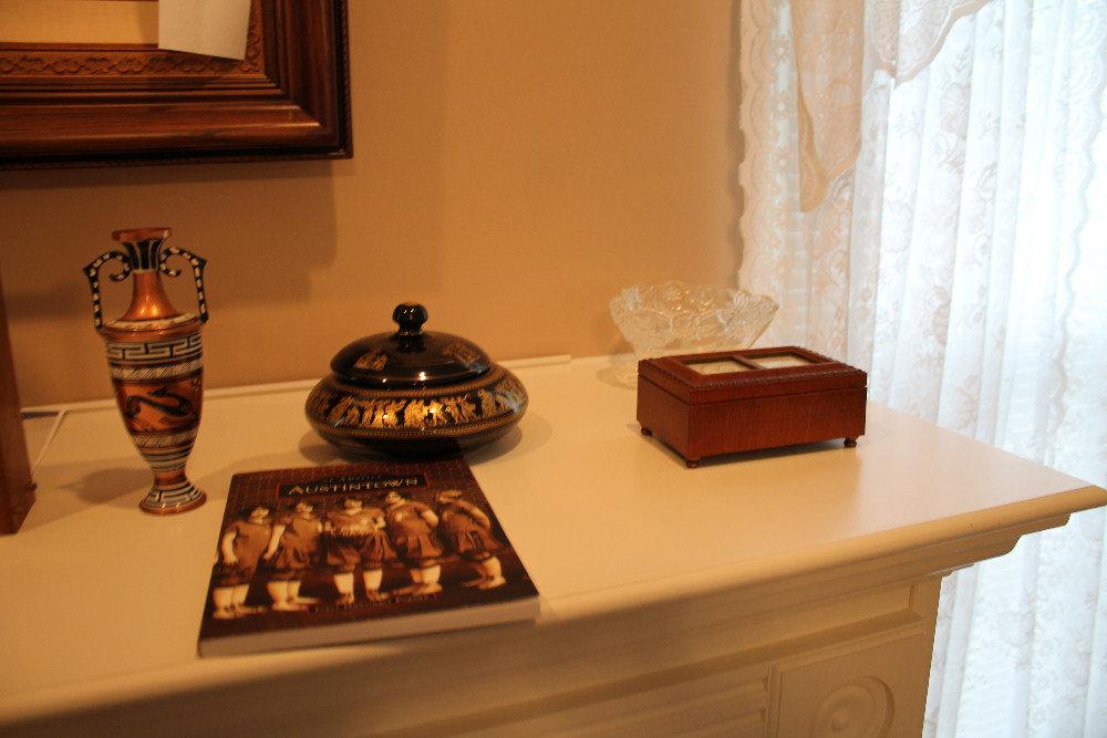 Contents on Fireplace Mantle