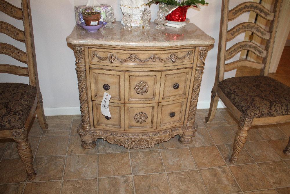 Stone Top Buffet Stand with Antique Finish