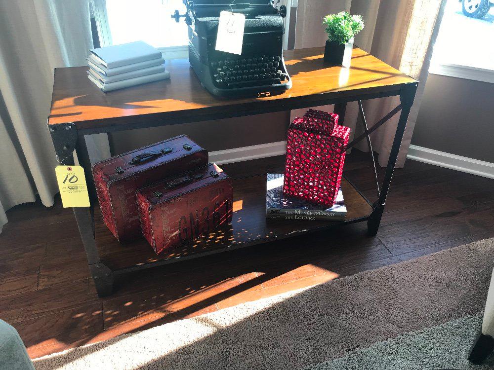 Industrial metal and wood sofa table