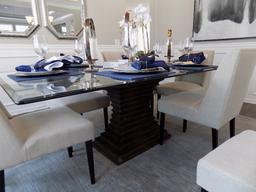 Glass-top dining room table with (6) chairs