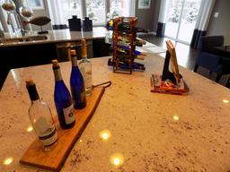 Wine rack, cutting board, and cookbook holder