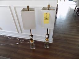 Pair of gold trimmed table lamps