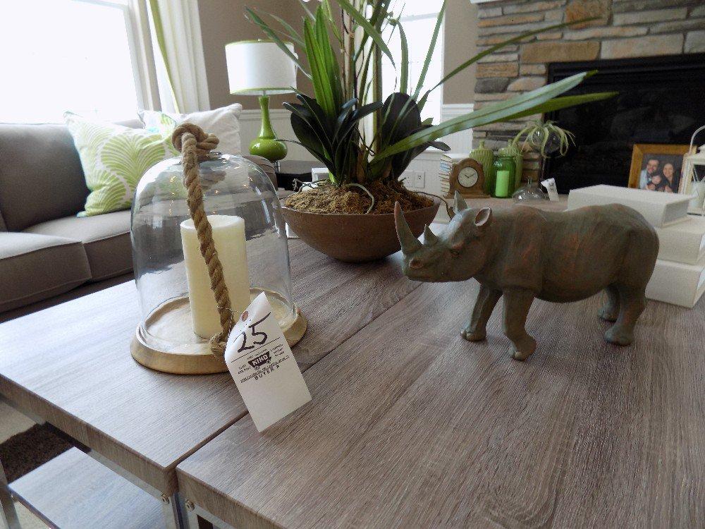 Rhino Sculpture, Candle Holder, Centerpiece, and Storage Boxes