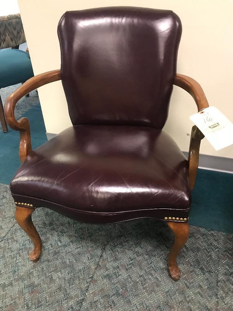 Leather Arm Chair w/ Nail-Head Trim