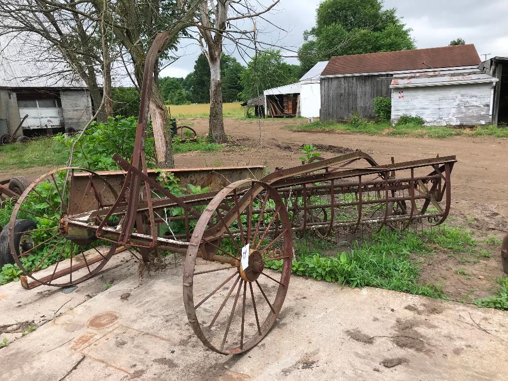 Early Steel Wheel Hay Rake