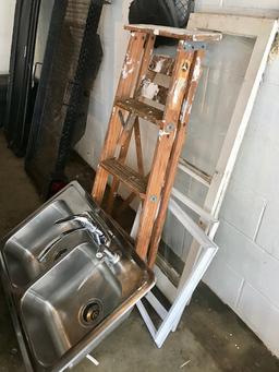 Stainless Steel Sink, Step Ladder, Older Windows