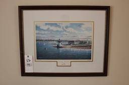 G.S. Hill Framed Print 380/750 & (2) Maurice Crosby Nautical Pictures