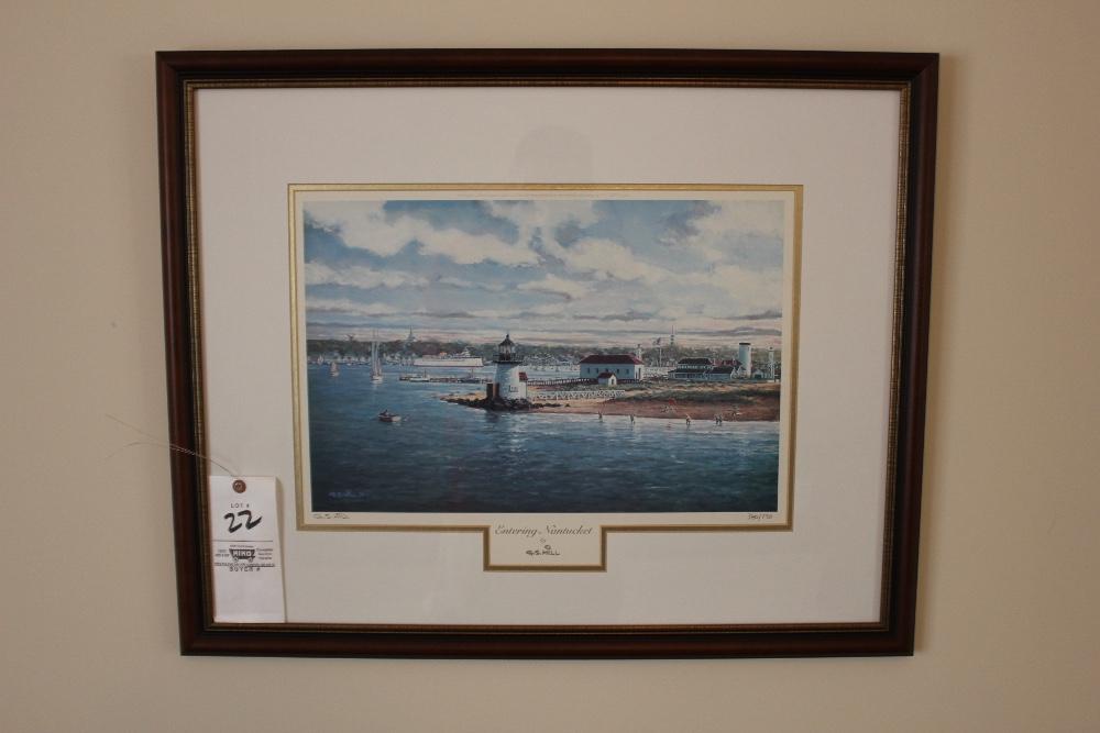 G.S. Hill Framed Print 380/750 & (2) Maurice Crosby Nautical Pictures