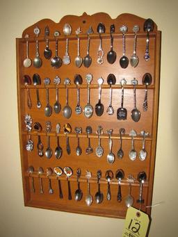 48 souvenir spoons and rack