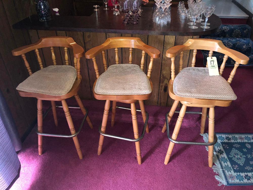 (3) Pine Bar Stools