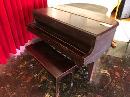 Hardman Baby Grand Piano With Bench On Casters