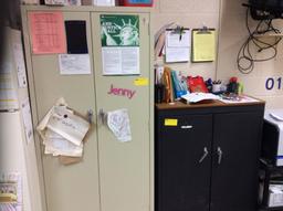 (3) Metal Cabinets, Oak Desk & Bookshelf