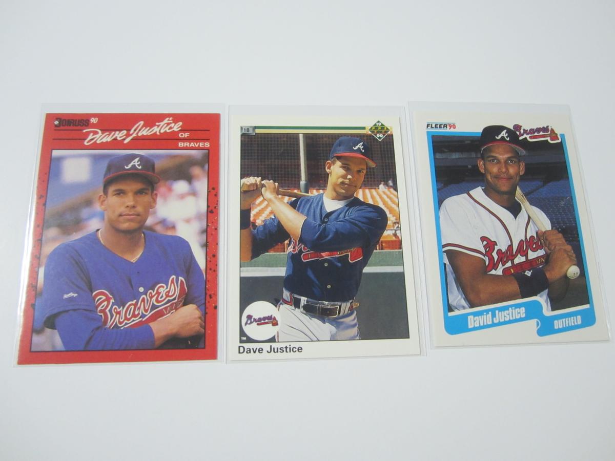 DAVE JUSTICE BRAVES 3 CARD ROOKIE CARD LOT