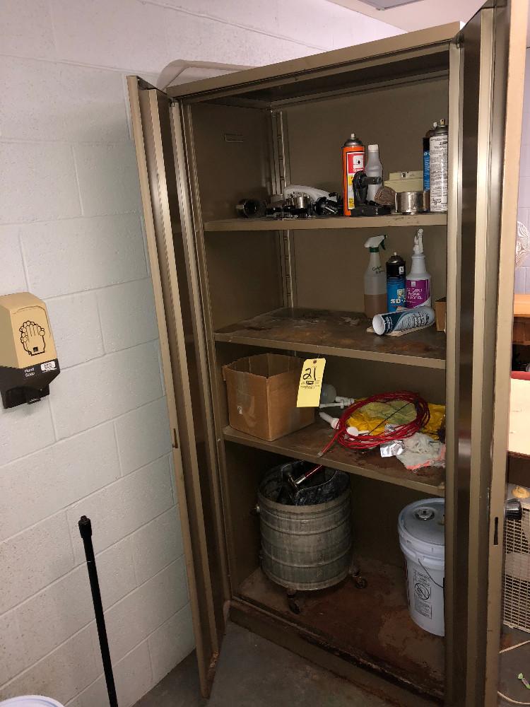 Metal cabinet with contents