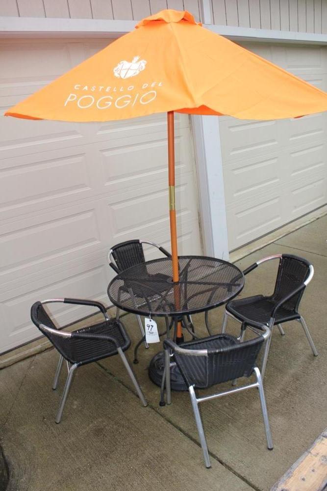 Patio Table, 4 Chairs & Umbrella