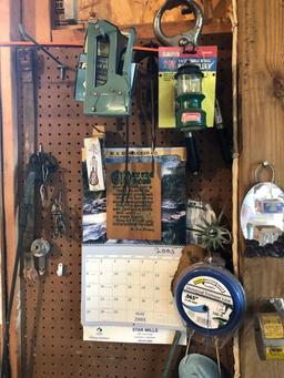 Saws, Bolt Cutters, Assorted Tools On Peg Board