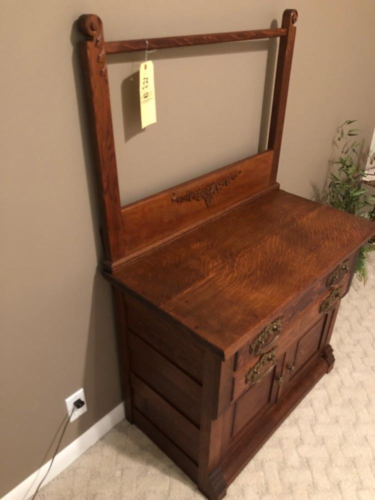 Oak Washstand With Towel Bar