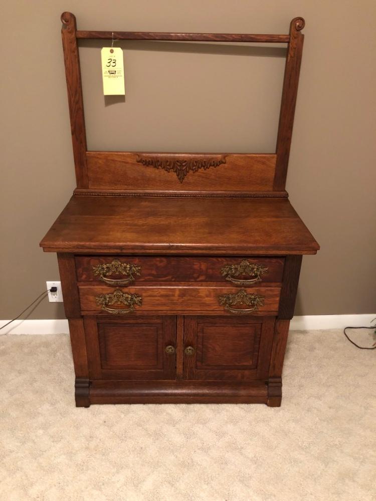 Oak Washstand With Towel Bar