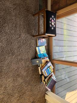 Books, Oak Stool, Needlepoint