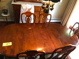 Solid Cherry Table, 6 Chairs, 2 Extra Leaves