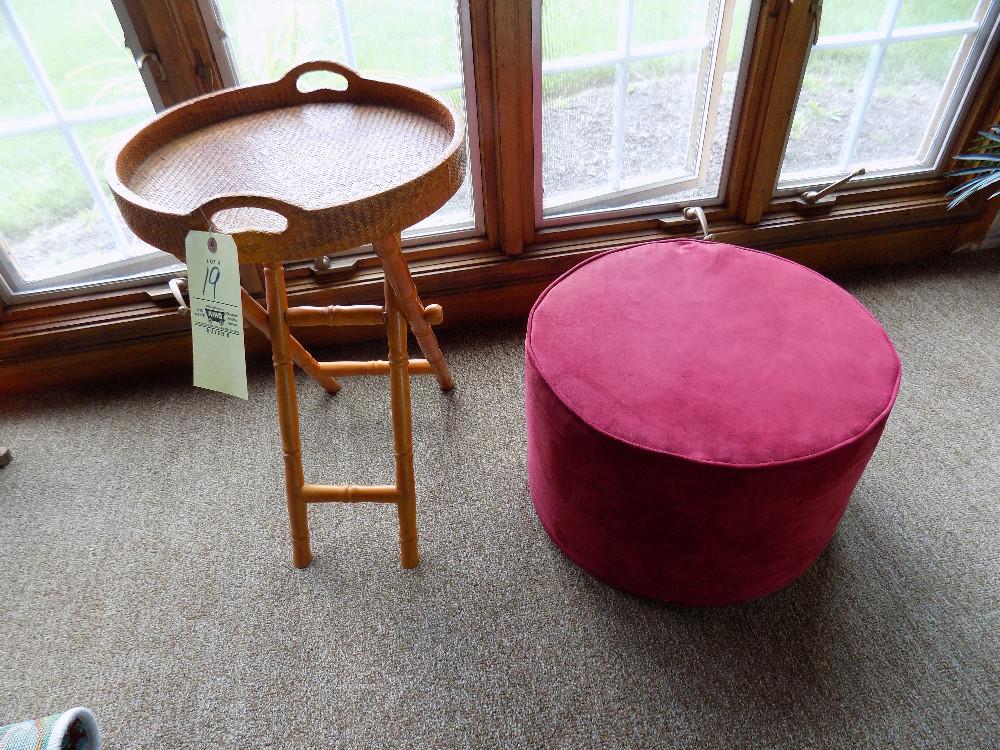 Wicker Tray & Footstool