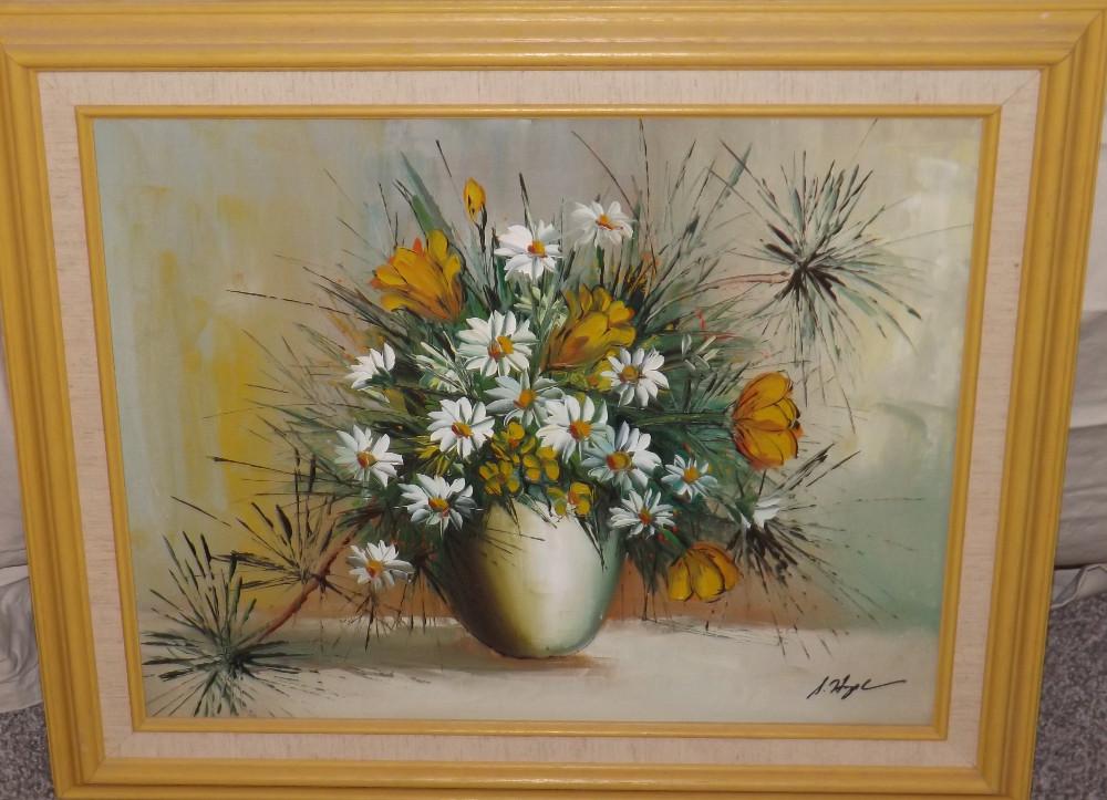 S. Hope Oil/canvas Titled Hayden F7, Flowers In Vase Scene, 16 X 20, Frame Is 21 X 25.