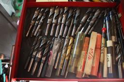 Contents Of Drawer Including Assorted Drill Bits, End Mills