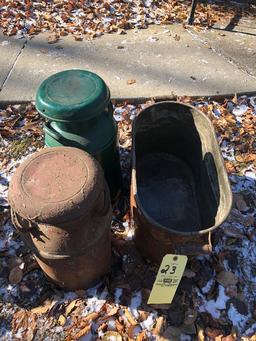 Copper Boiler, (2) Milk Cans