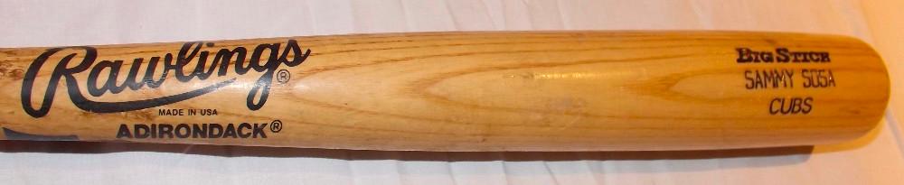 SAMMY SOSA RAWLINGS ADIRONDACK BIG STICK BAT, CUBS MODEL