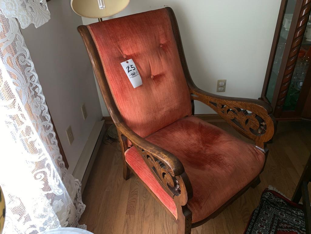 Fancy oak antique arm chair