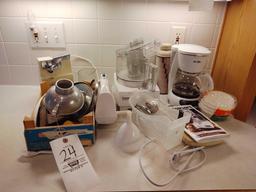 Cuisinart Food Processor, Mr. Coffee Pot, Can Opener & Utensils