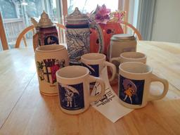 Assorted Beer Stiens & When it Rains it Pours Mugs