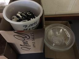 (4) Boxes measure cups-deep fryer-cookie cutters-pie plates