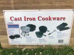 Set of cast iron cookware