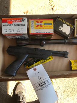 Daisy BB pistol model 188, ammo, gun cleaner, Weaver K4 scope